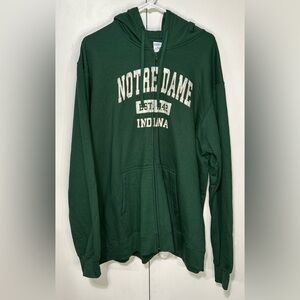 Notre Dame Indiana Forest Green Men’s XL Full Zip Hoodie Jacket with pockets